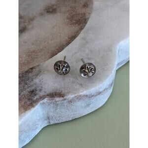 Estate Unmarked 14k White Gold with Unknown White Stone Stud TINY Earrings